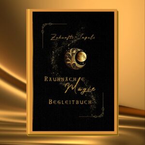Rauhnächte Magie Begleitbuch – spirituelles Buch zur Rauhnachtszeit mit goldener Mondsymbolik