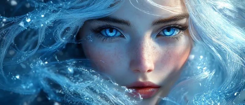 Junge Frau mit eisblauen Augen symbolisiert die Klarheit von Rosemary Öl