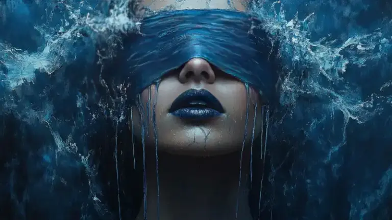 Frau mit Augenbinde steht für Unterbewusstsein in der Psychologie